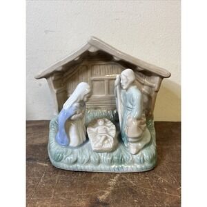 Ceramic Nativity Scene Figurine Baby Jesus Mary Joseph Stable Christmas Decor